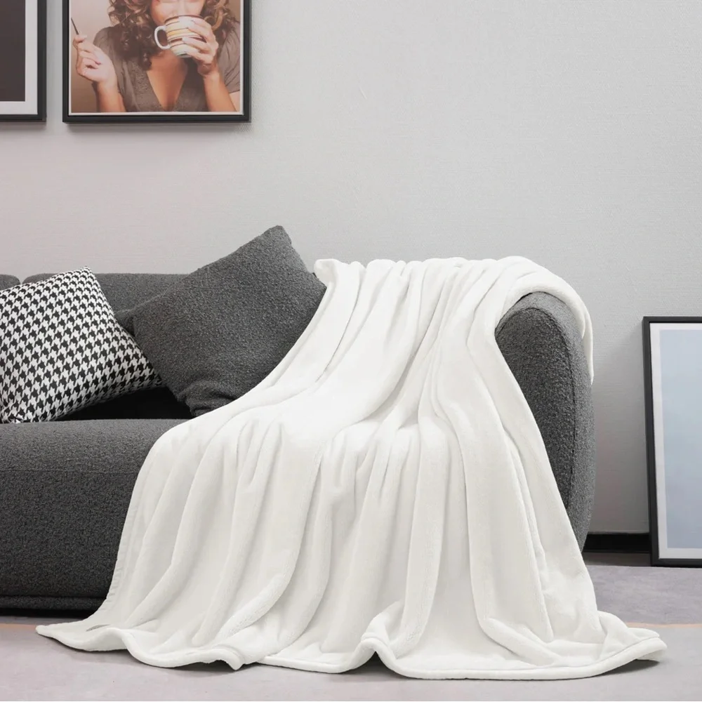 White Fleece Throw Blanket